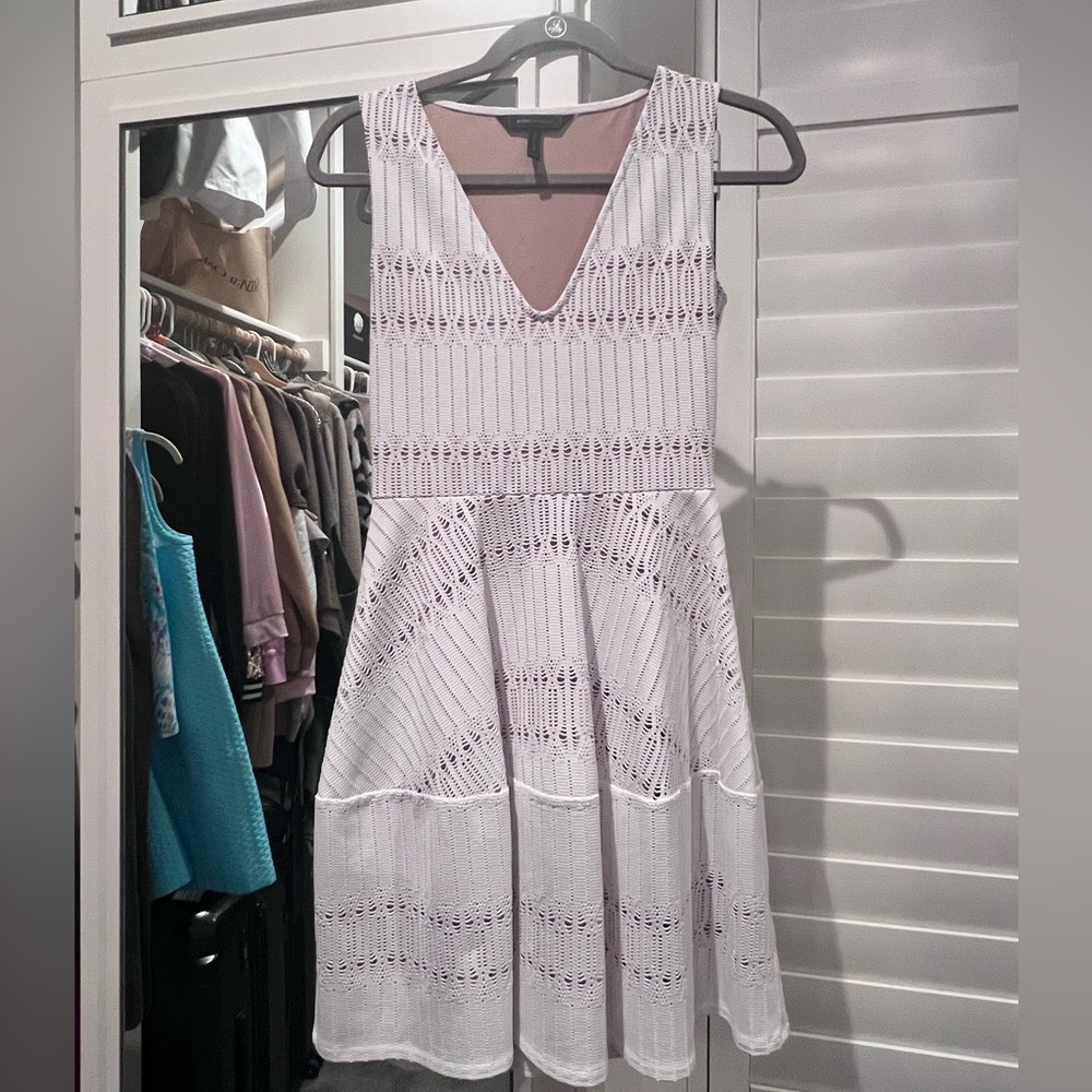 BCBGMaxAzria White Textured Midi Dress